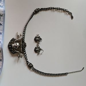 Silver Women's Biker Grunge 90s Necklace and Earring Set